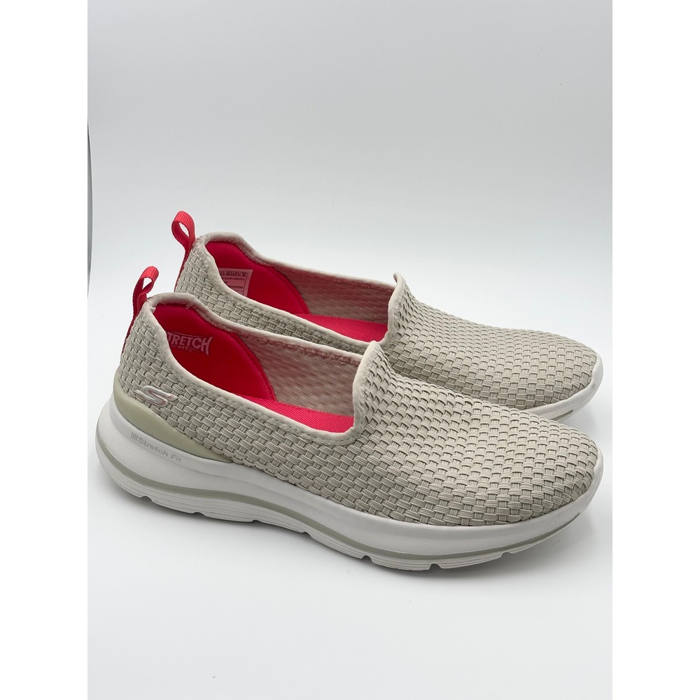 Skechers GoWalk Arch Fit Stretch Fit Slip On Sneakers Beige Size 8.5